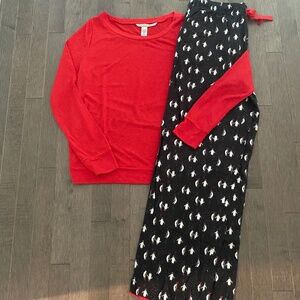 EUC Victoria's Secret 2pc Penguin Pajama Set